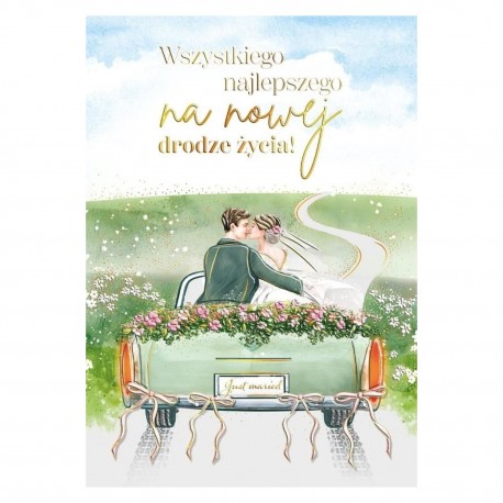 984489 KARNET KARTKA Z ŻYCZENIAMI A5 ŚLUB WSZYSTKIEGO DOBREGO NA NOWEJ DRODZE ŻYCIA HENRY