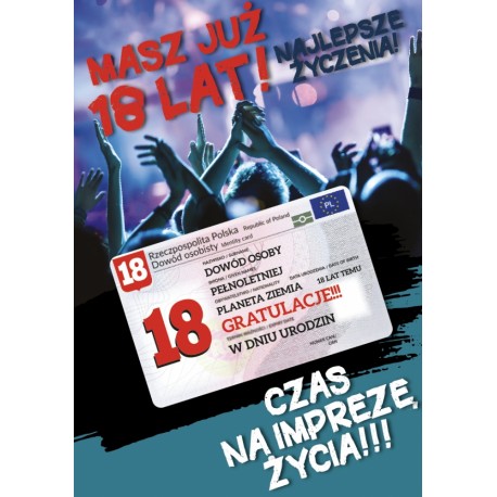 690989 KARNET KARTKA Z ŻYCZENIAMI 18 URODZINY ARMIN STYLE