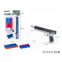 000296 PISTOLET NA KULKI I STRZAŁKI PIANKOWE 22CM GAZELO