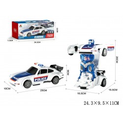 000548 SAMOCHÓR POLICYJNY ROBOT TRANSFORMACJA NA BATERIE JEŹDZI ŚWIATŁO DŹWIĘK GAZELO