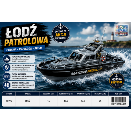 906925 ŁÓDŹ PLASTIKOWA PATROLOWA POLICYJNA F.H. TOYS