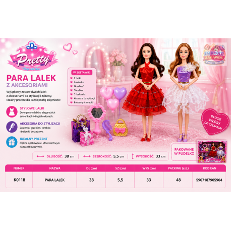 905904 ZESTAW DWÓCH LALEK LALKA PRZYJACIÓŁKA + AKCESORIA F.H. TOYS