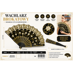 7903047 WACHLARZ ZDOBIONY CZARNO ZŁOTY F.H. TOYS