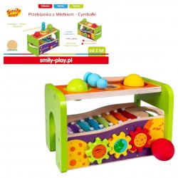 849542 ZABAWKA EDUKACYJNA PRZYBIJANKA CYMBAŁKI DREWNIANE SMILY PLAY ANEK