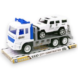477292 LAWETA POLICJA Z JEEPEM POD KLOSZEM 28CM BIGTOYS