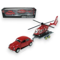 041071 AUTO Z PRZYCZEPĄ Z HELIKOPTEREM METAL 3-KOLORY HIPO