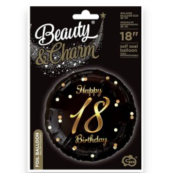 147919 GODAN BALON FOLIOWY HAPPY 18 BIRTHDAY CZARNY 45CM GODAN