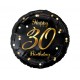 154917 BALON FOLIOWY LICZBA 30 URODZINY B&C HAPPY 30 BIRTHDAY CZARNY NADRUK ZŁOTYGODAN