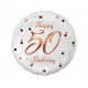 155754 BALON FOLIOWY LICZBA 50 B&C HAPPY 50 BIRTHDAY BIAŁY NADRUK RÓŻOWO-ZŁOTY GODAN