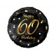 154948 BALON FOLIOWY LICZBA 60 URODZINY B&C HAPPY 60 BIRTHDAY CZARNY, NADRUK ZŁOTY GODAN