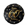 154948 BALON FOLIOWY LICZBA 60 URODZINY B&C HAPPY 60 BIRTHDAY CZARNY, NADRUK ZŁOTY GODAN