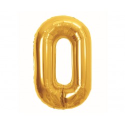 425755 BALON FOLIOWY CYFRA 0, B&C, ROYAL GOLD, 85 CM GODAN