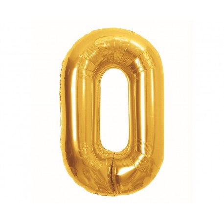425755 BALON FOLIOWY CYFRA 0, B&C, ROYAL GOLD, 85 CM GODAN