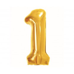 425762 BALON FOLIOWY CYFRA 1, B&C, ROYAL GOLD, 85 CM GODAN