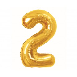 425786 BALON FOLIOWY CYFRA 2, B&C, ROYAL GOLD, 85 CM GODAN