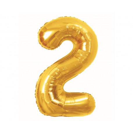 425786 BALON FOLIOWY CYFRA 2, B&C, ROYAL GOLD, 85 CM GODAN