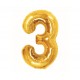 425809 BALON FOLIOWY CYFRA 3, B&C, ROYAL GOLD, 85 CM GODAN