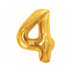 425830 BALON FOLIOWY CYFRA 4, B&C, ROYAL GOLD, 85 CM GODAN