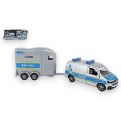 580134 VW POLICJA Z PRZYCZEPĄ DO TRANSPORTU KONI 28,5CM HIPO