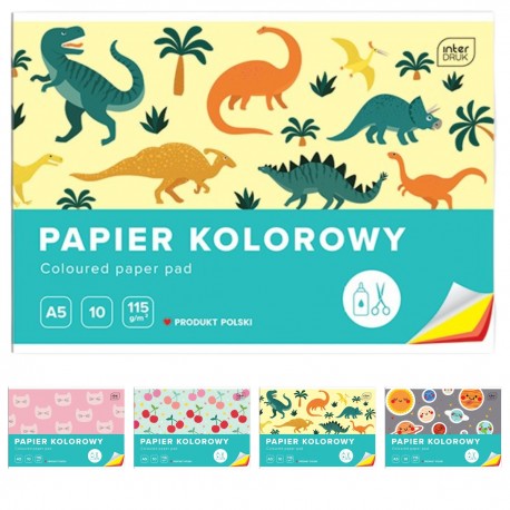100009 PAPIER KOLOKOWY A5 10 KOLORÓW KARTEK INTERDRUK