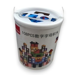 22445 KLOCKI DREWNIANE W WIADERKU 108EL BEST TOYS