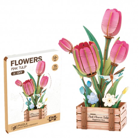 910336 DREWNIANE KWIATKI 3D TULIPANY ASKATO