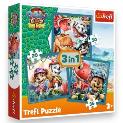 34903 TREFL PUZZLE 3W1 PSI PATROL, PAW PATROL I WYSPA DINOZAURÓW