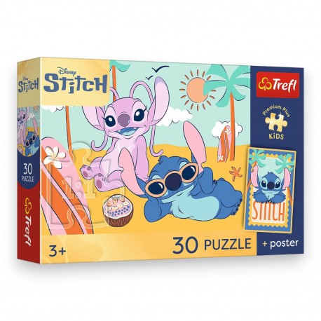 18341 TREFL PUZZLE PREMIUM PLUS KIDS, LILO & STITCH 30 EL. UŚMIECH STITCHA + KOLEKCJONERSKI PLAKAT