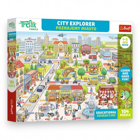 15605 TREFL PUZZLE RODZINA TREFLIKÓW, EDUKACYJNE 104 EL. POZNAJEMY MIASTO / CITY EXPLORER