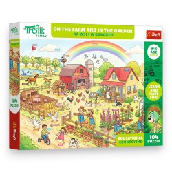 15599 TREFL PUZZLE RODZINA TREFLIKÓW, EDUKACYJNE 104 EL. NA WSI I W OGRODZIE / ON THE FARM AND IN THE GARDEN