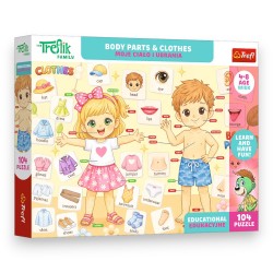 15606 TREFL PUZZLE RODZINA TREFLIKÓW, EDUKACYJNE 104 EL. MOJE CIAŁO I UBRANIA / BODY PARTS & CLOTHES