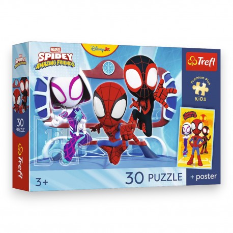 18343 TREFL PUZZLE PREMIUM PLUS KIDS, SPIDEY 30 EL. SPIDEY W AKCJI + KOLEKCJONERSKI PLAKAT
