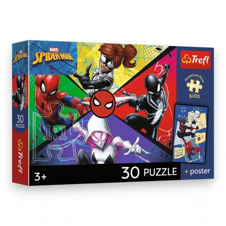 18349 TREFL PUZZLE PREMIUM PLUS KIDS, MARVEL 30 EL. PAJĘCZA MOC + KOLEKCJONERSKI PLAKAT