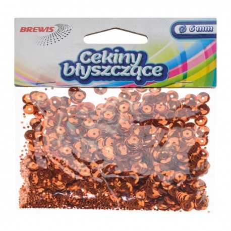 689238 CEKINY OZDOBNE BŁYSZCZĄCE MIEDZIANE 6 mm 10g BREWIS