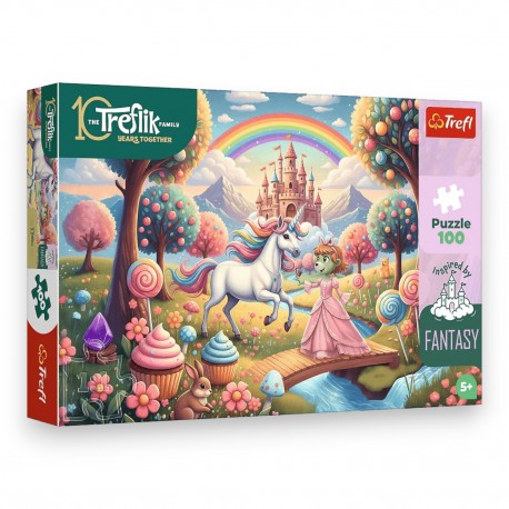 16574 TREFL PUZZLE RODZINA TREFLIKÓW, INSPIRED BY FANTASY 100 EL. JEDNOROŻEC W SŁODYCZOLANDII