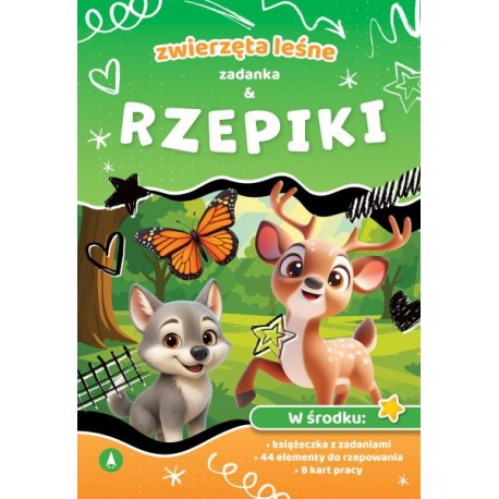 981475 KSIĄŻECZKA Z ZADANIAMI Zwierzęta leśne. Zadanka & rzepiki SKRZAT