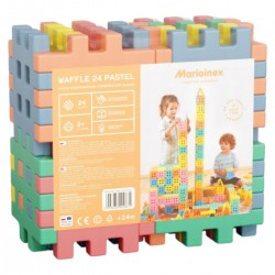909874 MARIOINEX PASTELOWE DUŻE WAFLE KLOCKI KONSTRUKCYJNE 24 ELEMENTY