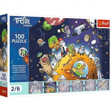 16541 TREFL PUZZLE 100el UFT TREFLINKA W KOSMOSIE RODZINA TREFLIKÓW