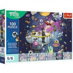 16544 TREFL PUZZLE 100el UFT ROBOBOT W KOSMOSIE RODZINA TREFLIKÓW