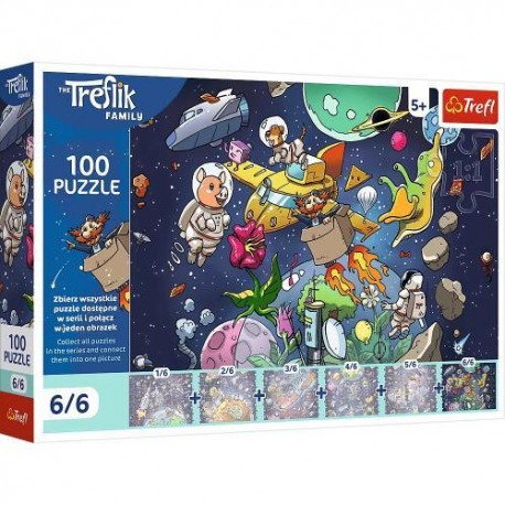 16545 TREFL PUZZLE 100el UFT BERT W KOSMOSIE RODZINA TREFLIKÓW