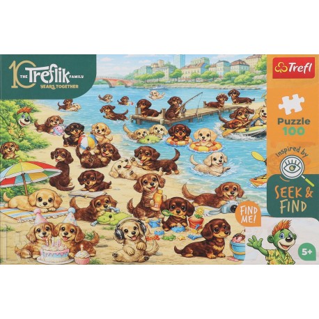 16584 TREFL PUZZLE RODZINA TREFLIKÓW, SEEK&FIND 100 EL. ŚWIAT KRÓWEK