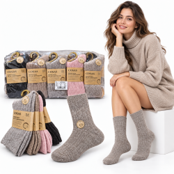 888685 SKARPETKI GRUBE STYLOWE SKARPETY WEŁNA Z MERYNOSÓW MARINO WOOL