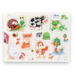 001738 UKŁADANKA PUZZLE DREWNIANE POJAZDY