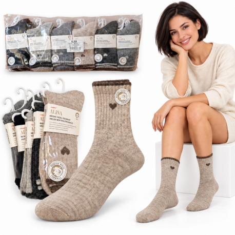 618095 SKARPETKI Z SERCEM MERINO WOOL WEŁNA Z MERYNOSÓW PACHNĄCE STYLOWE SKARPETY