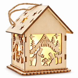 511811 LAMPION ADWENTOWY NA RORATY OZDOBA ŚWIĄTECZNA STAJENKA DREWNIANA LED ADAR