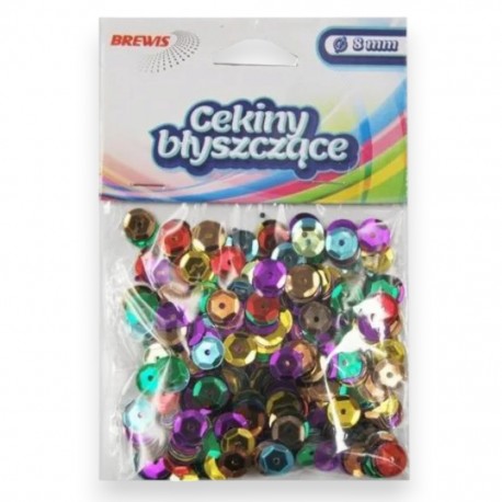 689429 CEKINY BŁYSZCZĄCE 8MM MIX 10 G BREWIS