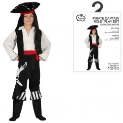 657798 STRÓJ KOSTIUM PIRATKA Z CZASZKĄ, ROZM. 130/140 CM GODAN