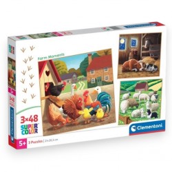 257911 CLEMENTONI PUZZLE 3X48 FARM MOMENTS SUPERCOLOR