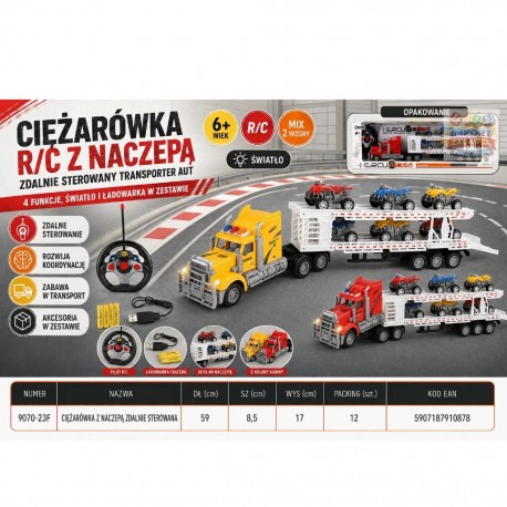 910878 CIĘŻARÓWKA Z NACZEPĄ ZDALNIE STEROWANA FHTOYS