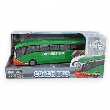 557174 AUTOBUS 18,5CM METAL Z NAPĘDEM ZE ŚWIATŁEM I Z DŹWIĘKIEM HIPO